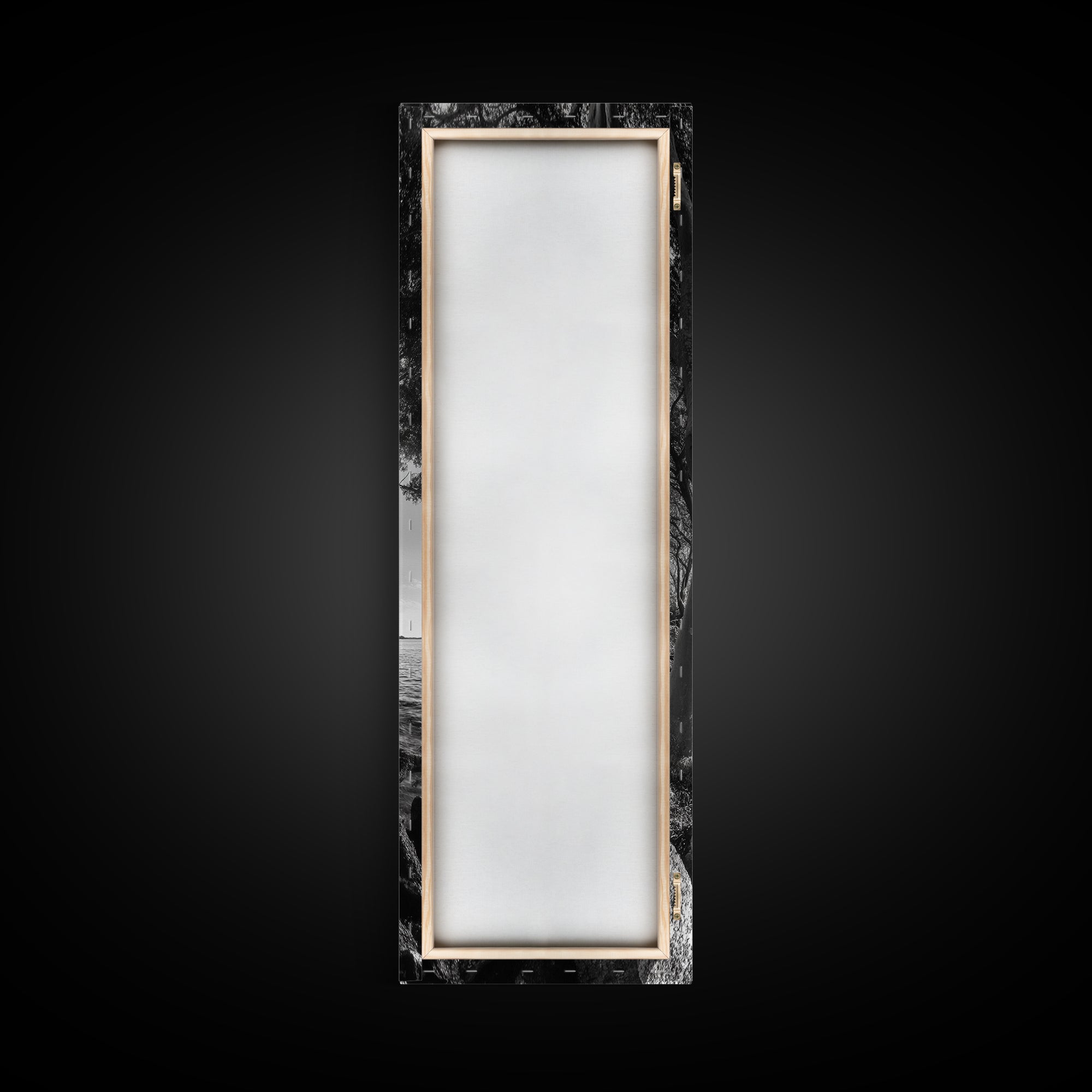 Riverside Trees, Rocky Shore, Natural Light, Canvas Print, Tranquil Forest Photography, Boho Nature Decor, Living Room Wall Art