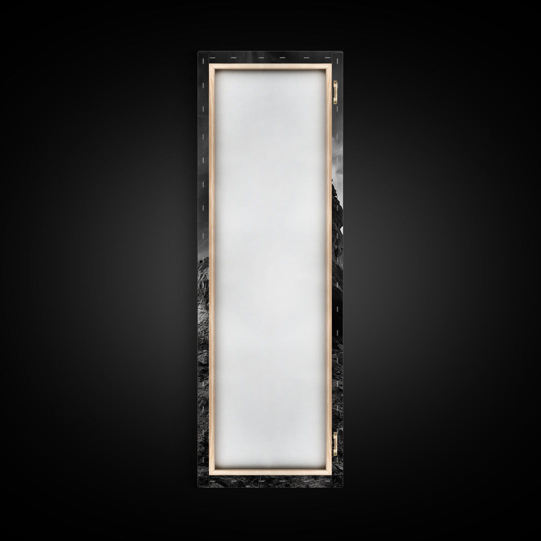 Campfire Smoke, Rocky Coastline, Moody Skies, Autumn Nature, Framed Canvas Print, Rustic Wall Decor, Cabin Aesthetic, Living Room Art