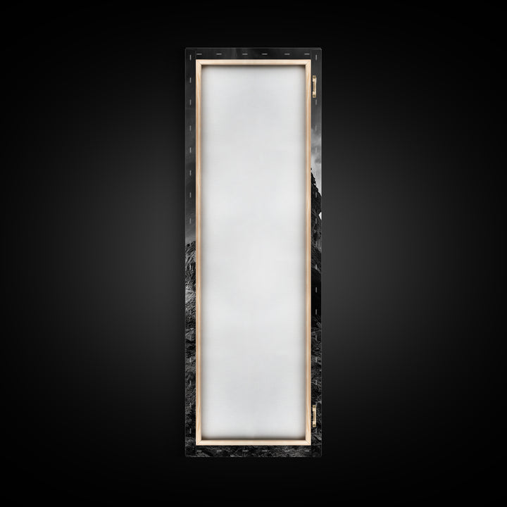 Campfire Smoke, Rocky Coastline, Moody Skies, Autumn Nature, Framed Canvas Print, Rustic Wall Decor, Cabin Aesthetic, Living Room Art