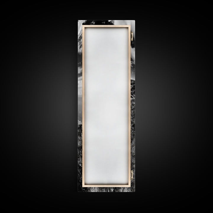 Cliffside Trail View, Path to Sea, Mountain Landscape, Framed Canvas Print, Wanderlust Decor, Office Wall Art, Adventure Travel Aesthetic