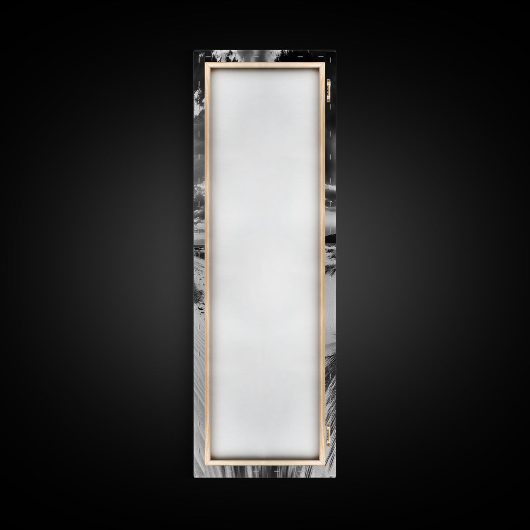 Desert Sun Shadows, Dune Landscape Art, Black White Wilderness, Framed Canvas Print, Boho Office Wall Art, Southwestern Minimal Style