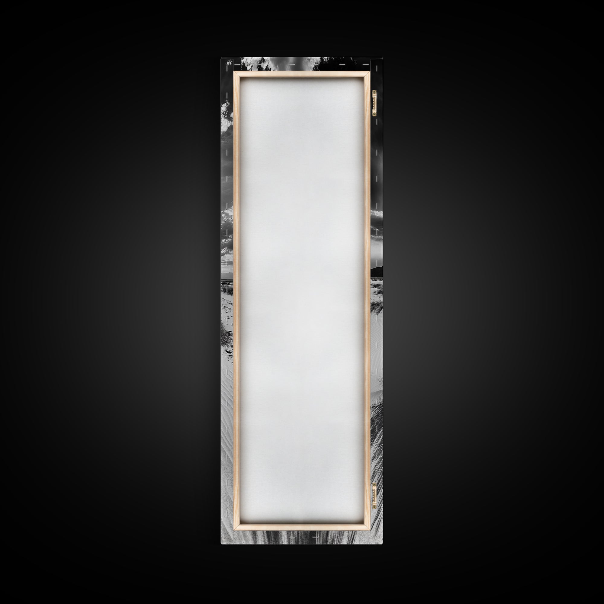 Desert Sun Shadows, Dune Landscape Art, Black White Wilderness, Framed Canvas Print, Boho Office Wall Art, Southwestern Minimal Style