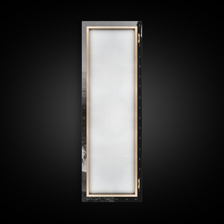 Cliffside Waves, Coastal Edge, Monochrome Serenity, Ocean Drama, Canvas Print, Moody Minimalist Art, Bathroom Art, Living Room Decor