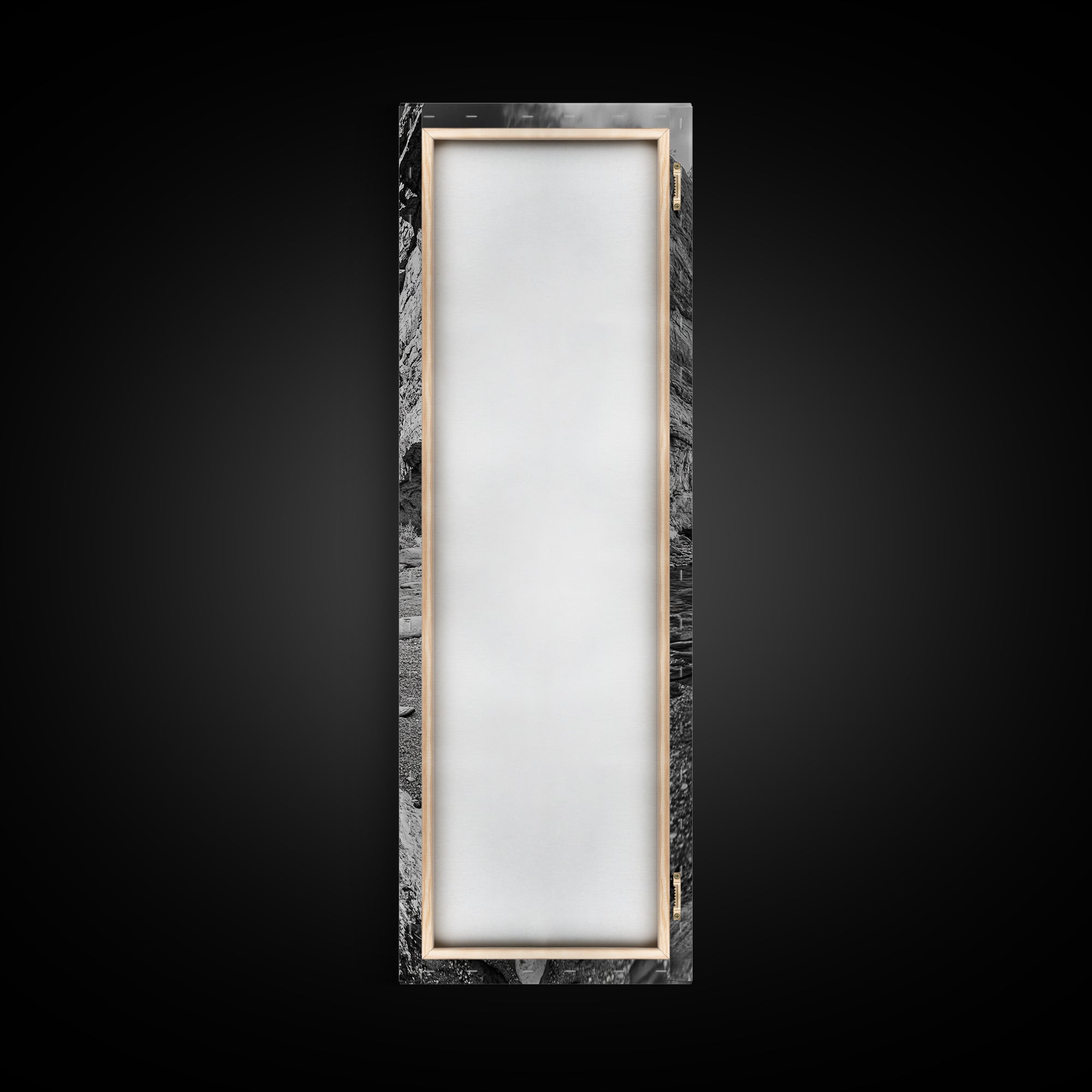 Canyon Stream, Desert Serenity, Nature Escape, Earth Tones, Calm Mood, Framed Canvas Print, Bedroom Wall Art, Minimalist Landscape Art