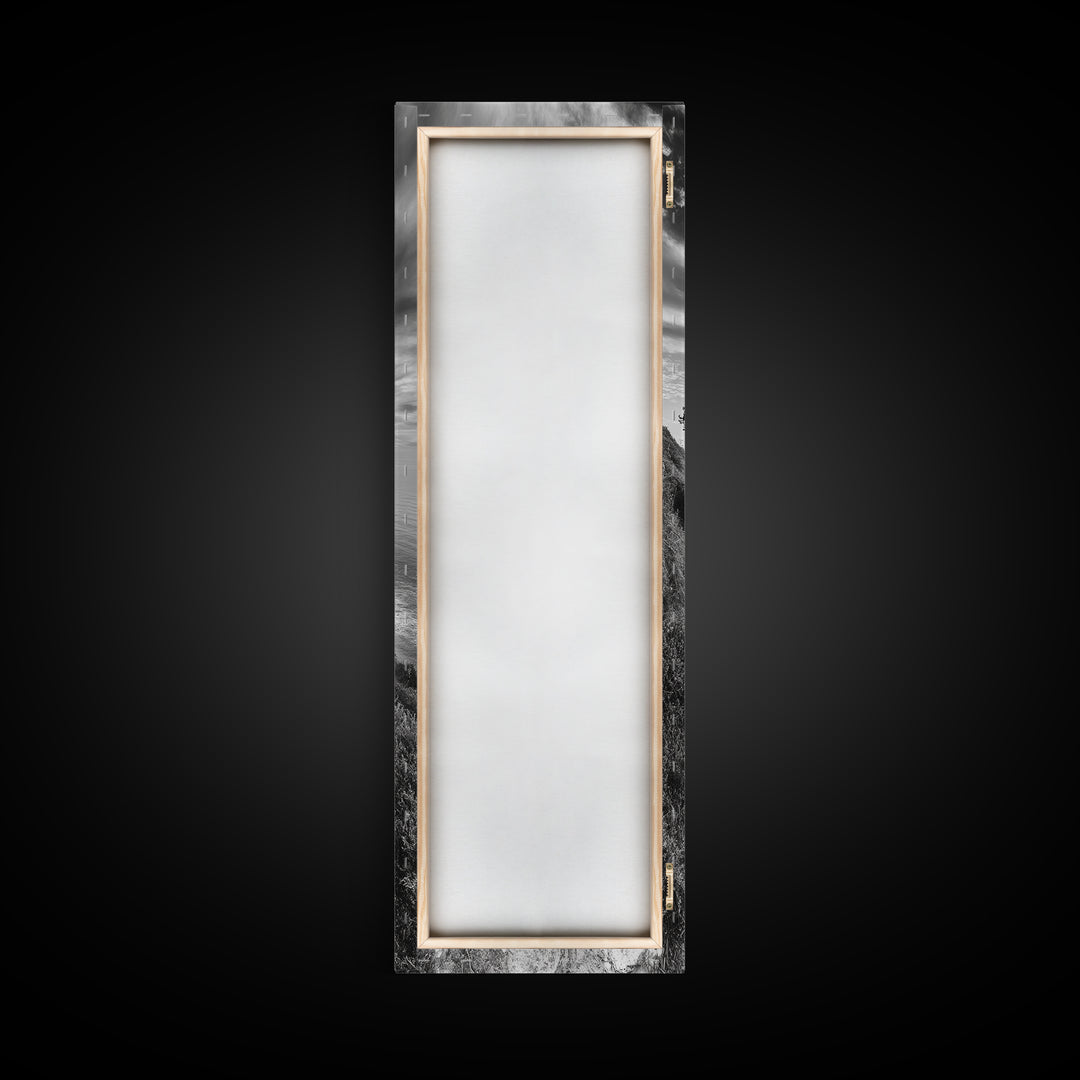 Cliffside Tree, Coastal Path, Nature Landscape, Canvas Print, Monochrome Hiking Trail Art, Boho Entryway or Office Wall Decor