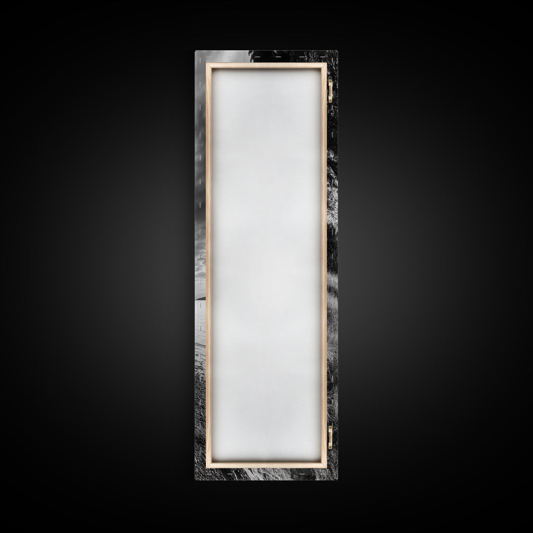 Coastal Tree, Ocean Horizon, Windswept Shore, Nature Calm, Moody Sky, Framed Canvas Print, Office Wall Art, Coastal Rustic Aesthetic