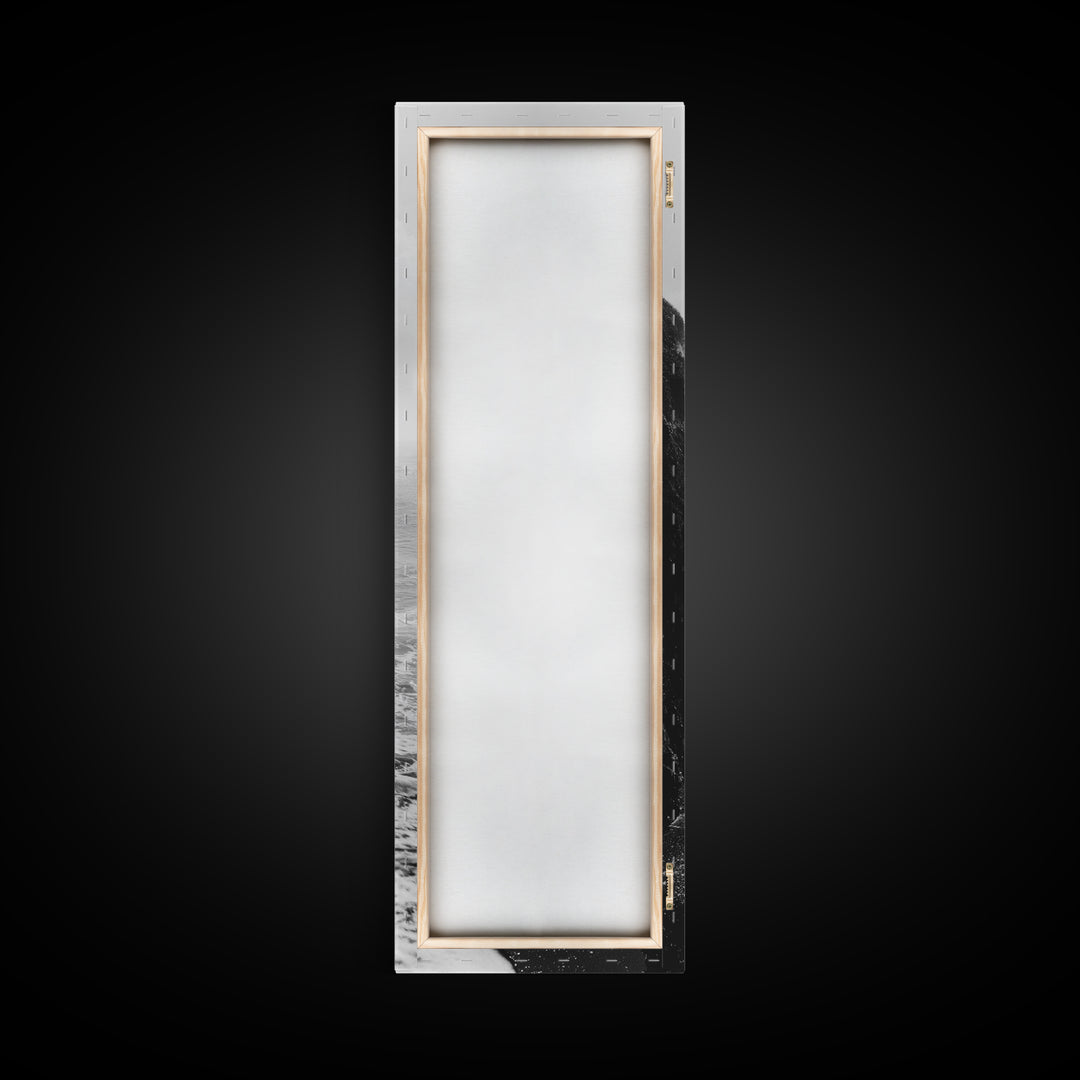 Coastal Cliff, Ocean Waves, Monochrome Seascape, Framed Canvas Print, Minimalist Ocean Art, Bathroom Decor, Nautical Wall Art