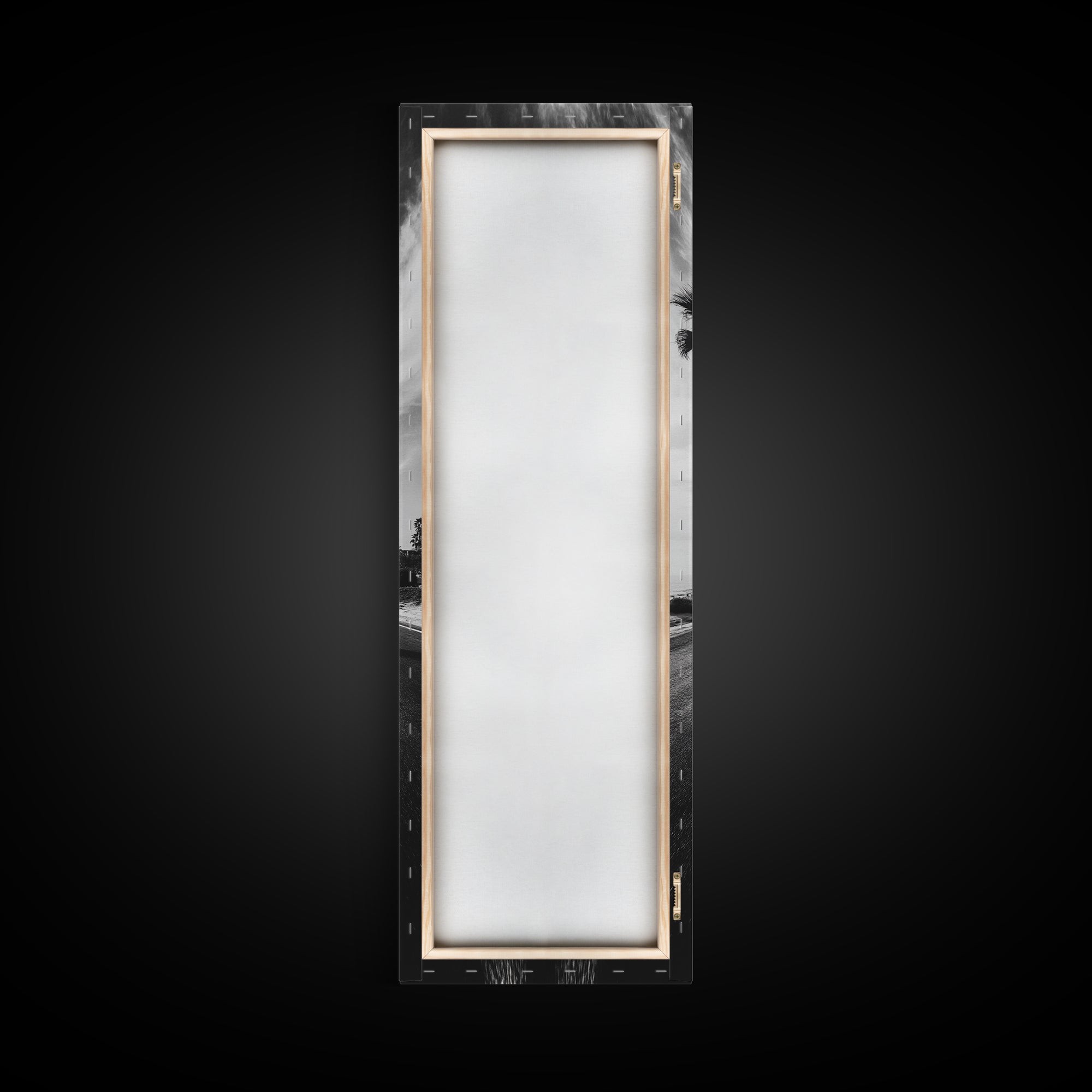 Coastal Highway, Palm Trees, Dramatic Sky, Framed Canvas Print, Modern Beach Photography, Office Decor, Urban Boho Art, Nature Lover Gift