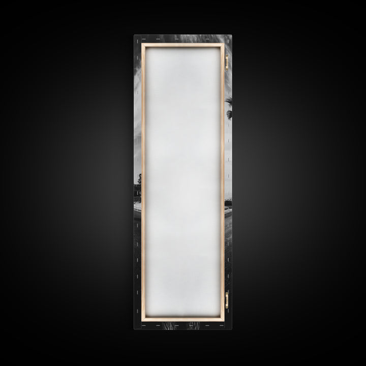 Coastal Highway, Palm Trees, Dramatic Sky, Framed Canvas Print, Modern Beach Photography, Office Decor, Urban Boho Art, Nature Lover Gift