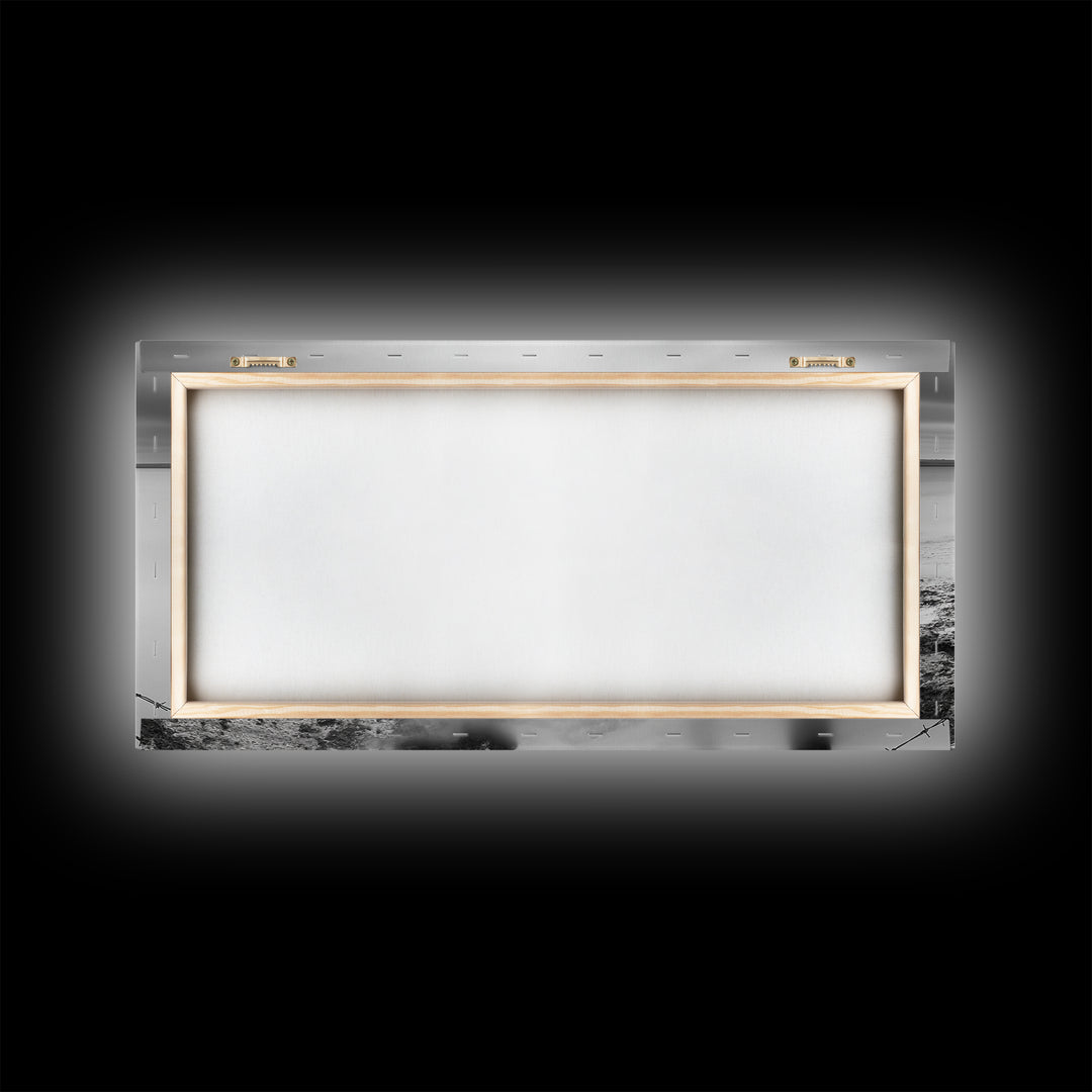 Coastal Fence Line, Tranquil Ocean Scene, Soft Minimalist Photo, Framed Canvas Print, Bathroom or Hallway Wall Art, Zen Vibes