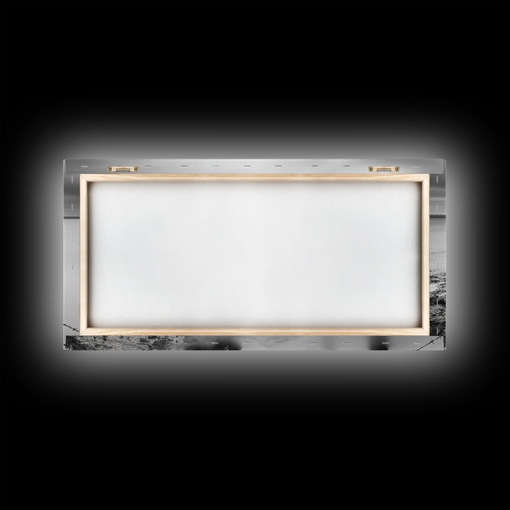 Coastal Fence Line, Tranquil Ocean Scene, Soft Minimalist Photo, Framed Canvas Print, Bathroom or Hallway Wall Art, Zen Vibes