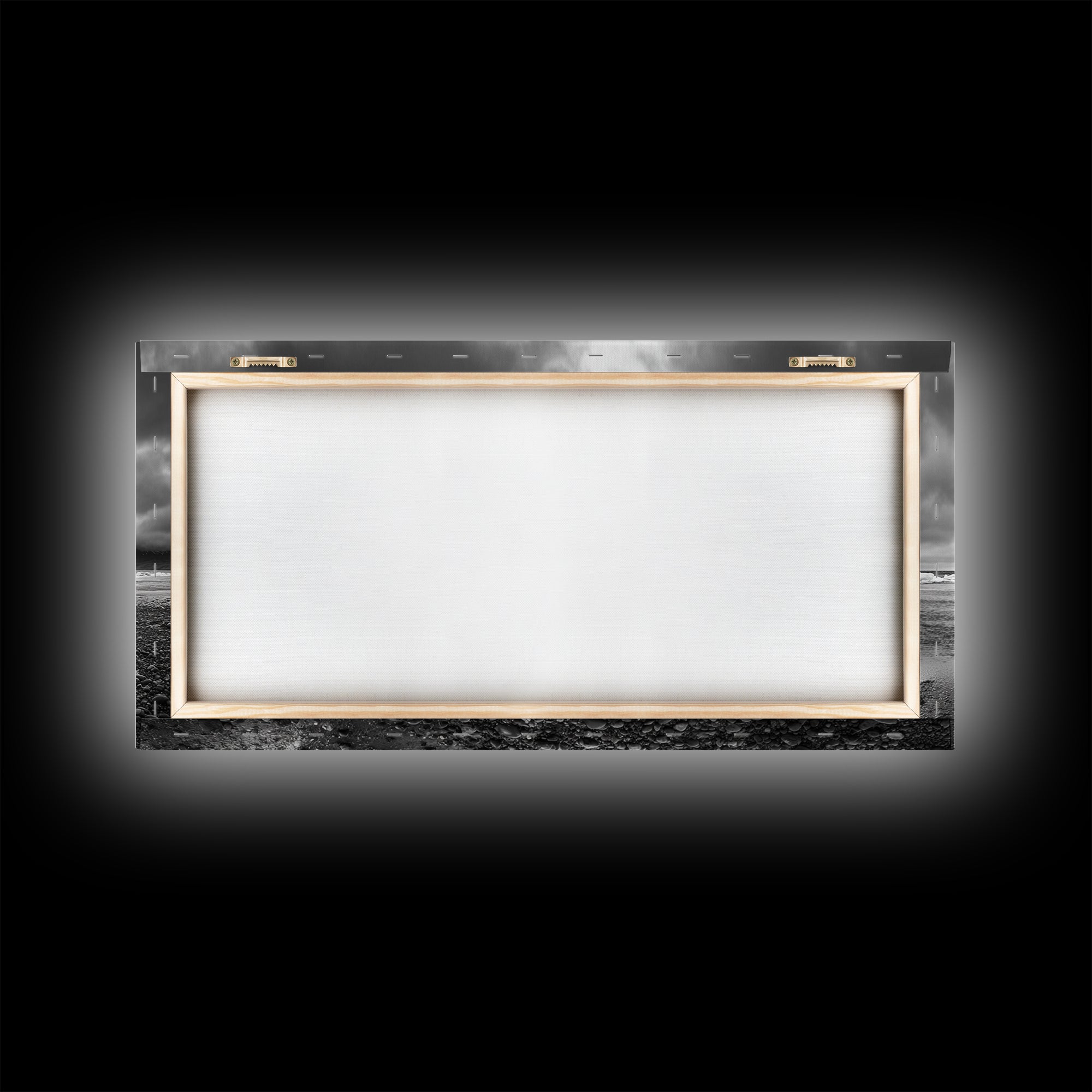 Arctic Iceberg Shore, Moody Cloud Sky, Frozen Water Landscape, Framed Canvas Print, Office Wall Art, Nordic Minimalist Art