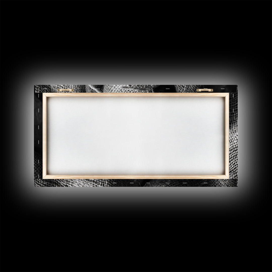 Burlap Texture Close-Up, Woven Fabric Detail Art, Earthy Natural Theme, Framed Canvas Print, Kitchen Wall Art, Boho Textile Decor