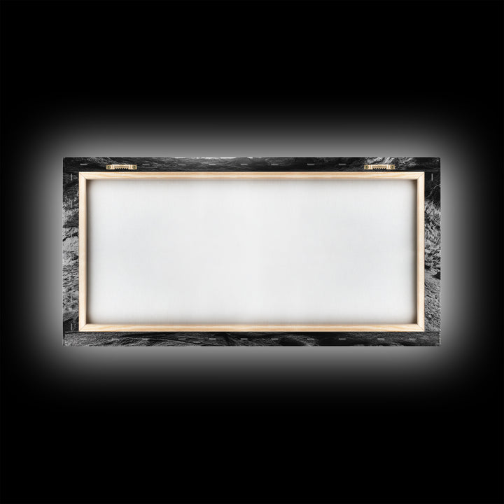 Cave Entrance Lake, Hidden Forest View, Rock Reflection Water, Canvas Print, Hallway Wall Art, Adventure Wilderness Decor, Minimalist Style