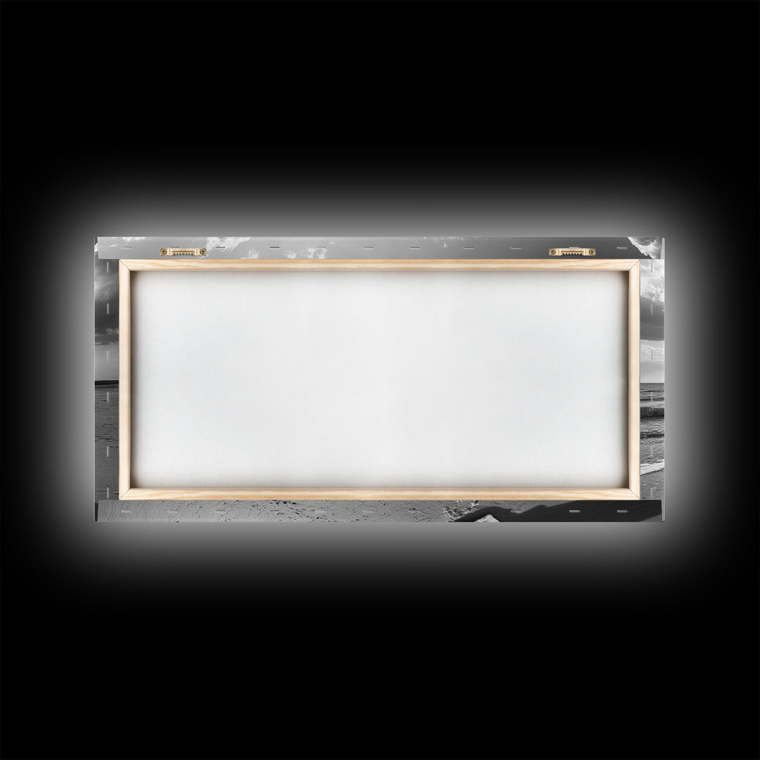 Beach Towel, Serene Shoreline, Peaceful Coastal Scene, Framed Canvas Print, Spa Bathroom Decor, Minimalist Beach Photography