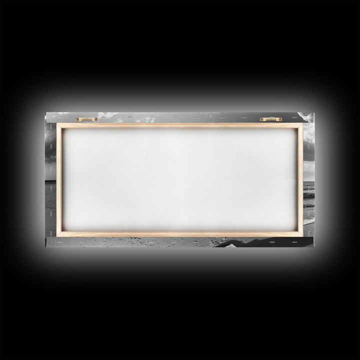 Beach Towel, Serene Shoreline, Peaceful Coastal Scene, Framed Canvas Print, Spa Bathroom Decor, Minimalist Beach Photography