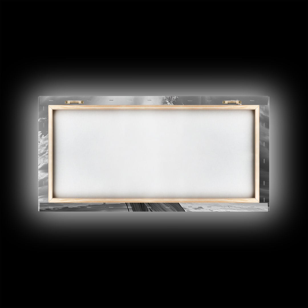 Blooming Iris, Floral Sky, Dreamy Nature, Petal Light, Framed Canvas Print, Modern Bedroom Art, Feminine Wall Art, Botanical Home Decor