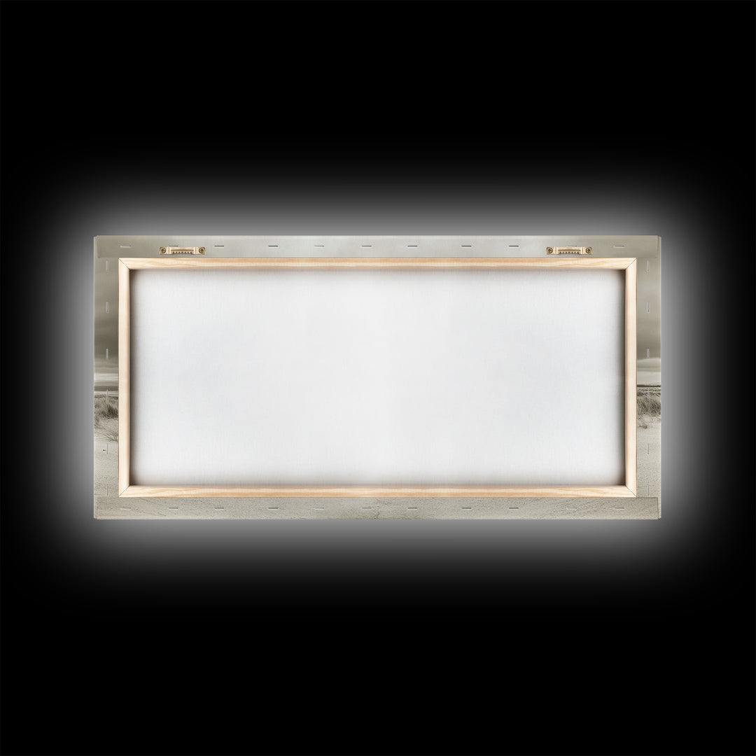 Desert Bush, Minimal Landscape, Dune Scene, Sand Calm, Framed Canvas Print, Boho Bedroom Art, Neutral Wall Decor, Minimalist Style