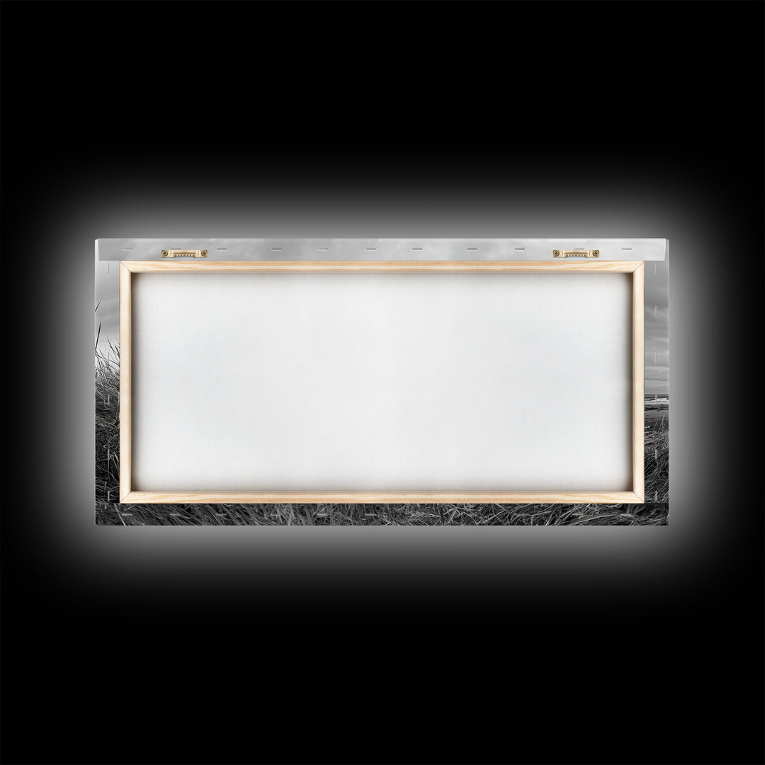 Coastal Buoy, Nautical Sphere, Fishing Rope, Beach Grass, Framed Canvas Print, Coastal Bathroom Art, Seaside Wall Decor, Rustic Style