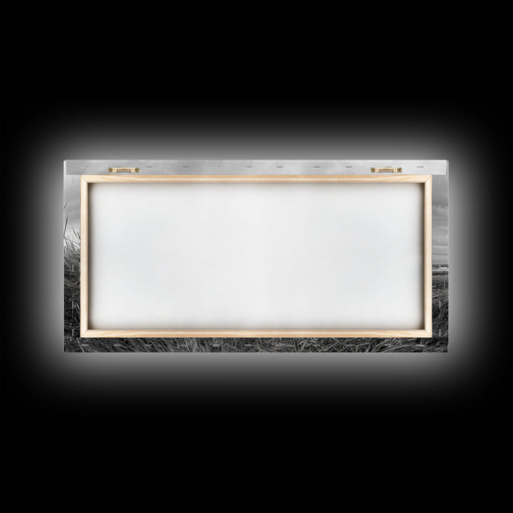 Coastal Buoy, Nautical Sphere, Fishing Rope, Beach Grass, Framed Canvas Print, Coastal Bathroom Art, Seaside Wall Decor, Rustic Style