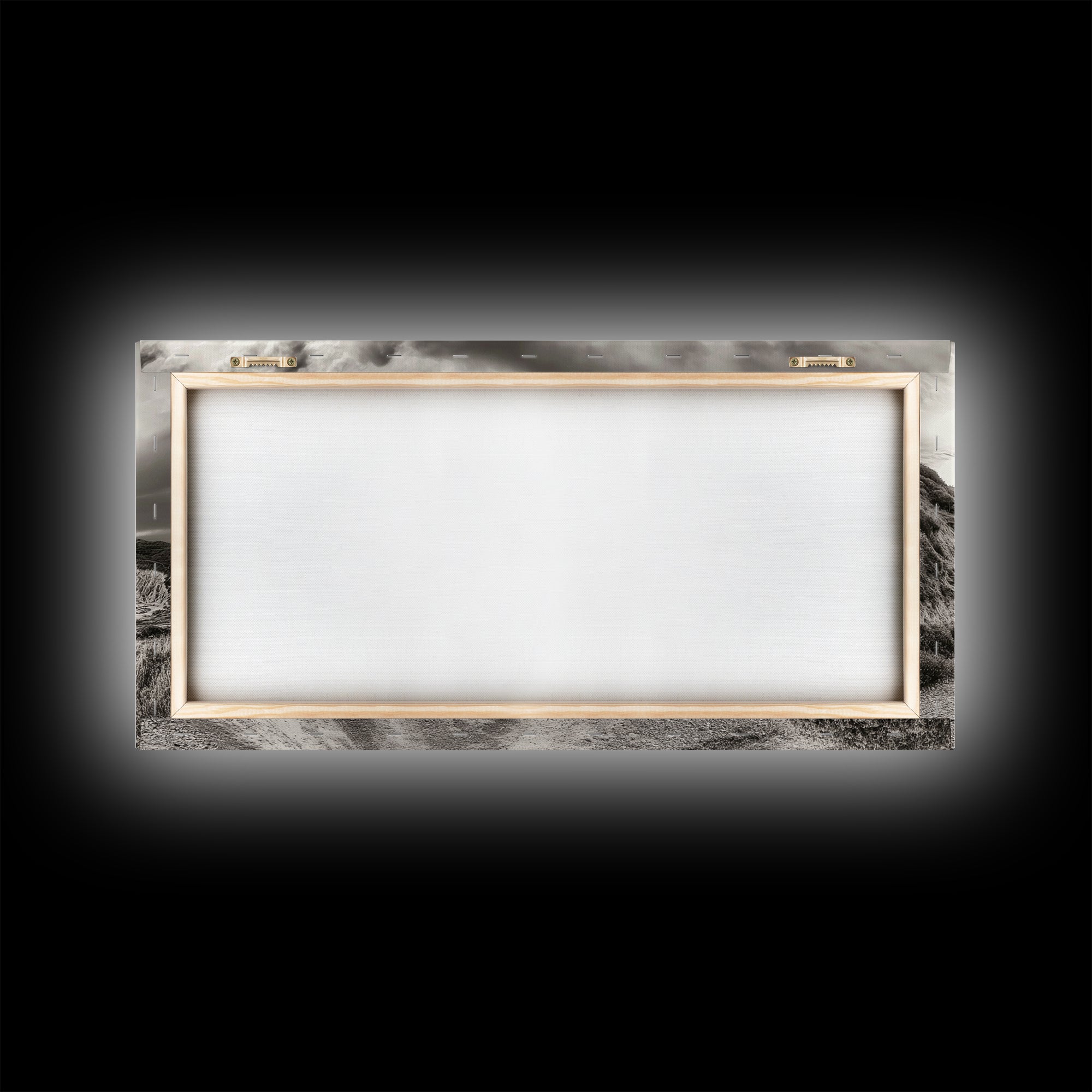 Coastal Road, Scenic Journey, Ocean Path, Cloudy Sky, Framed Canvas Print, Rustic Wall Art, Entryway Wanderlust Landscape, Coastal House