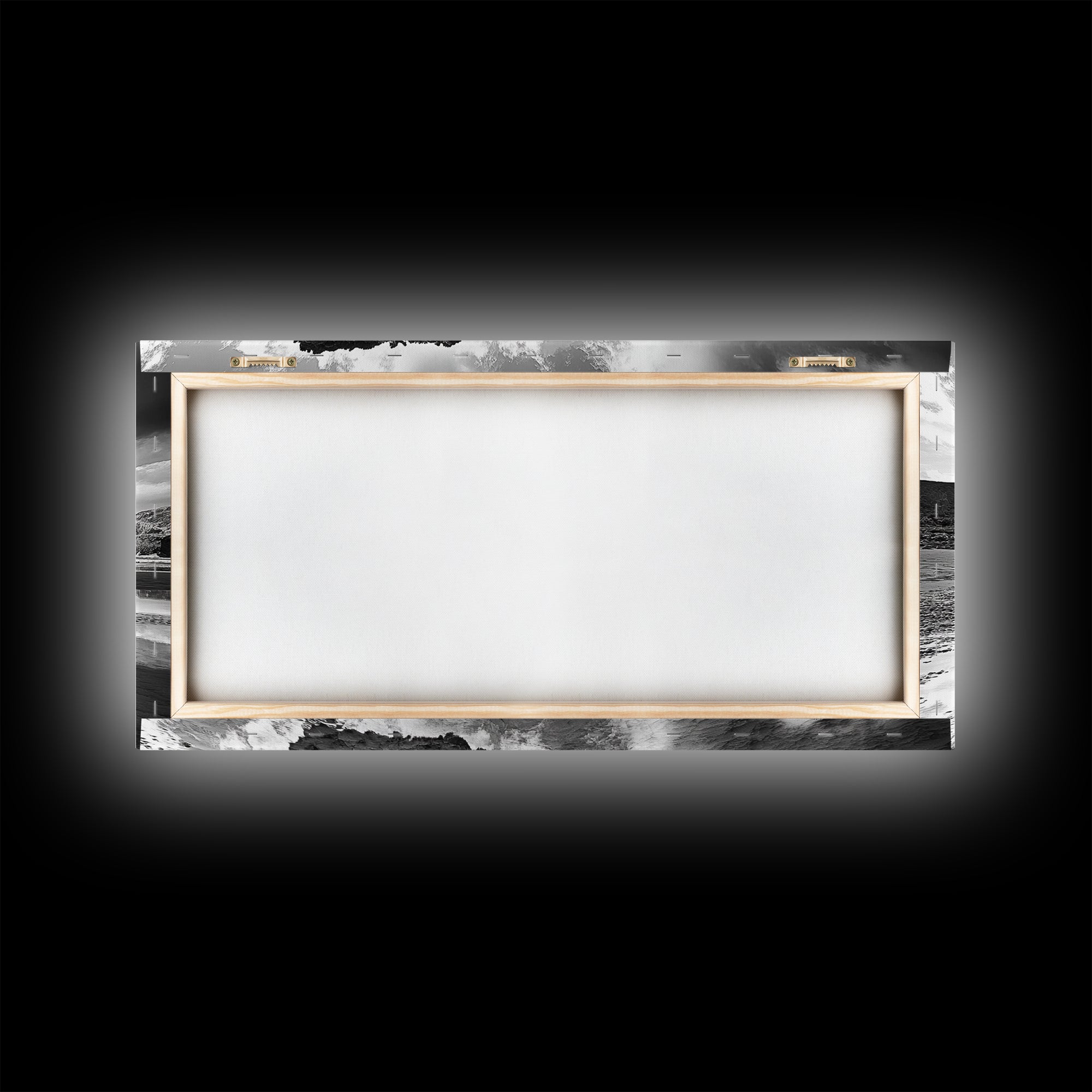 Beach Reflection, Seaside Rock, Cloudy Horizon, Coastal View, Framed Canvas Print, Minimalist Wall Art, Bathroom Ocean Decor