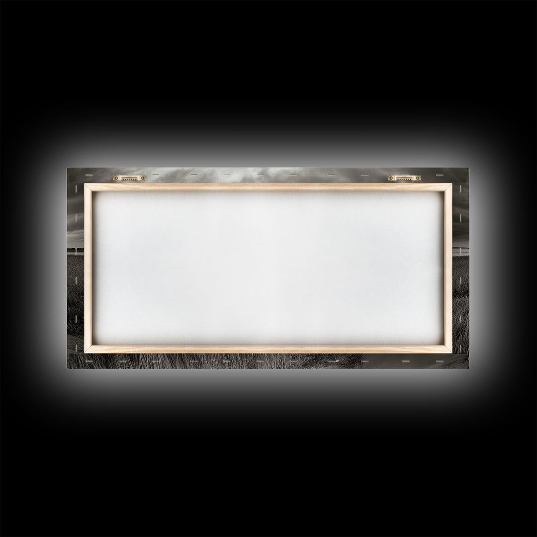 Abandoned Boat, Coastal Marsh Scene, Sepia Seascape, Framed Canvas Print, Living Room Wall Art, Moody Autumn Nautical Decor