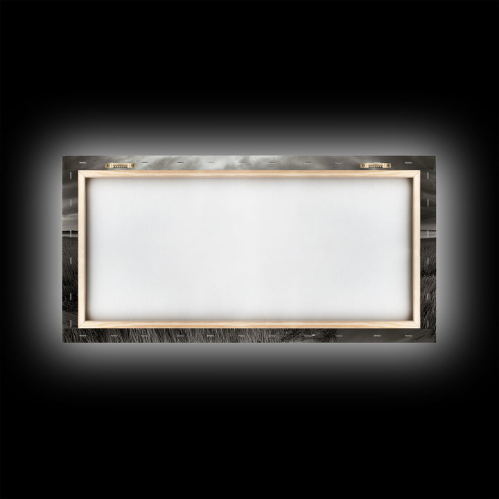 Abandoned Boat, Coastal Marsh Scene, Sepia Seascape, Framed Canvas Print, Living Room Wall Art, Moody Autumn Nautical Decor