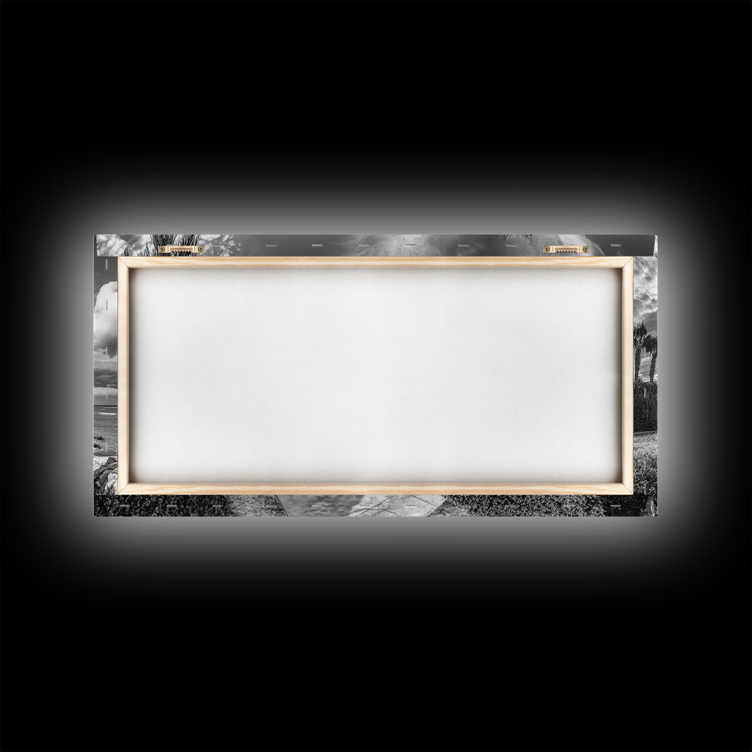 Beach Mansion Wall Art, Tropical Coastal House, Luxury Villa Print, Palm Tree Canvas Print, Living Room Decor, Modern Home Wall Art