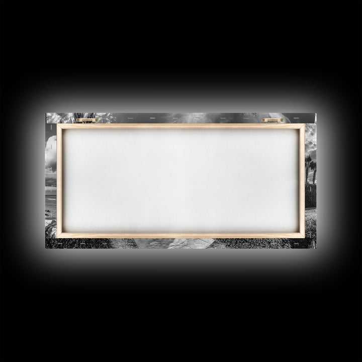 Beach Mansion Wall Art, Tropical Coastal House, Luxury Villa Print, Palm Tree Canvas Print, Living Room Decor, Modern Home Wall Art