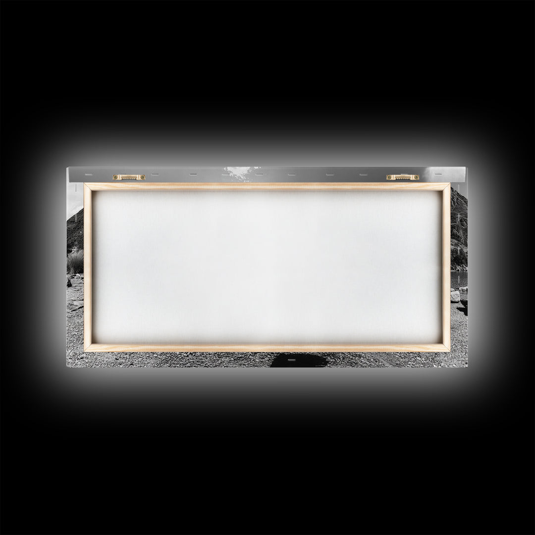 Alpine Lake Print, Mountain Reflection Art, Nature Photography, Black and White Canvas Print, Minimalist Living Room, Cabin Wall Decor