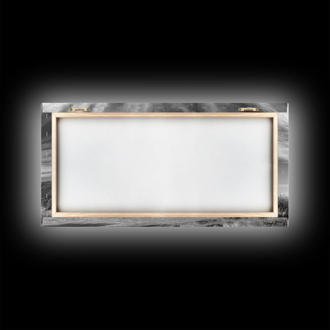 Coastal Tree Cliff, Ocean Breeze Scene, Scenic Nature Vibes, Framed Canvas Print, Boho Bedroom or Serene Living Room Wall Art