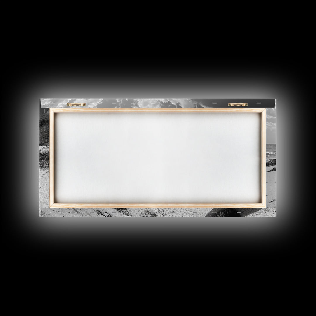 Abandoned Beach Pipe, Surreal Coastal Scene, Washed Ashore Photography, Framed Canvas Print, Moody Living Room or Fall Wall Art