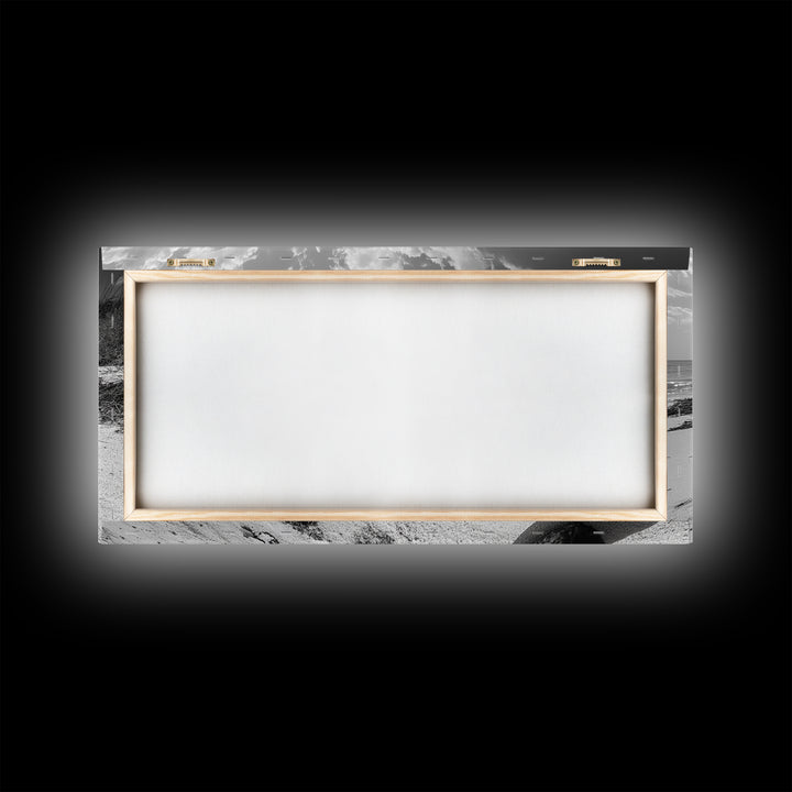 Abandoned Beach Pipe, Surreal Coastal Scene, Washed Ashore Photography, Framed Canvas Print, Moody Living Room or Fall Wall Art