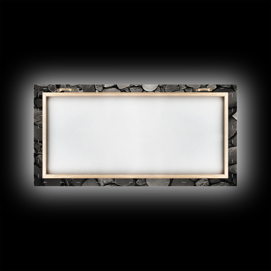 River Stones, Zen Rock Pattern, Natural Earth Tones, Minimal Decor, Framed Canvas Print, Modern Bathroom Spa Wall Art, Living Room Wall Art