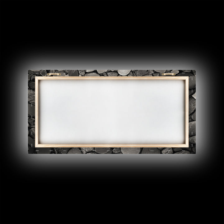 River Stones, Zen Rock Pattern, Natural Earth Tones, Minimal Decor, Framed Canvas Print, Modern Bathroom Spa Wall Art, Living Room Wall Art