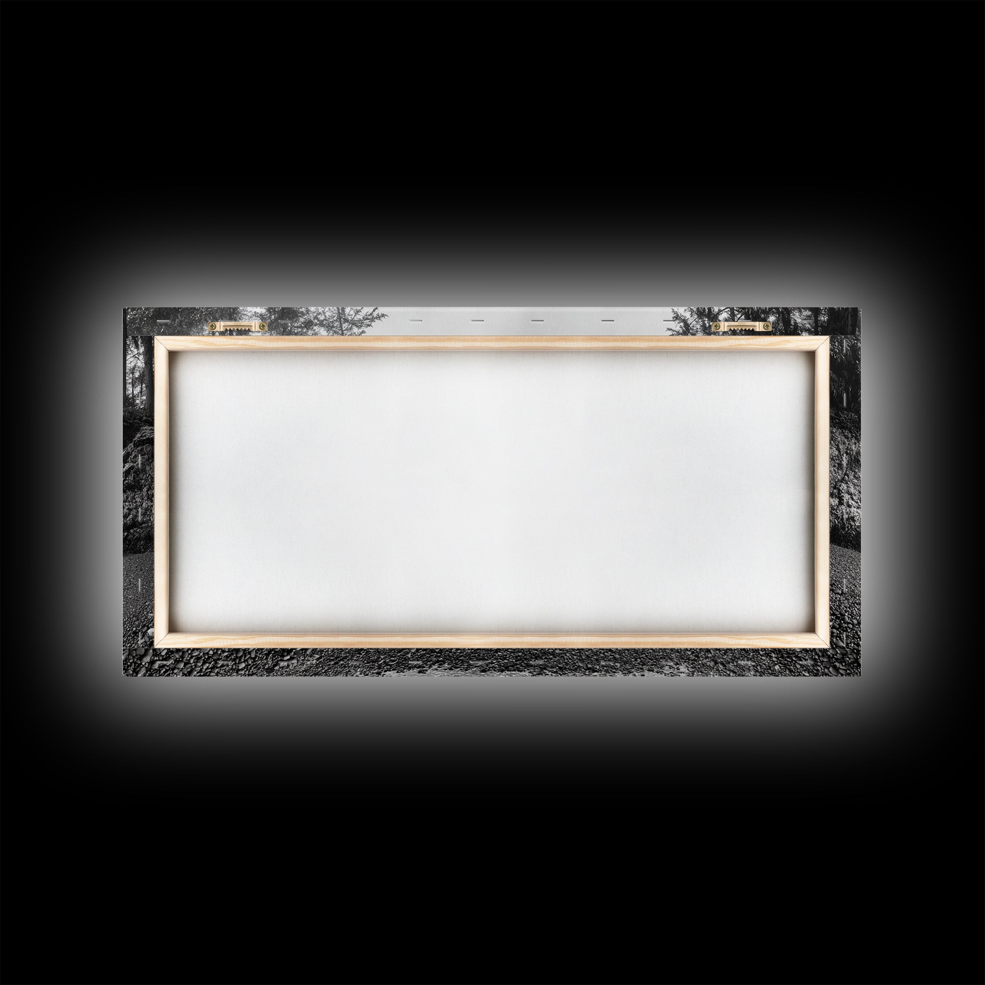 Coastal Cave Reflections, Misty Tidepool Scene, Moody Nature Landscape, Canvas Print, Living Room Wall Art, Black And White Art