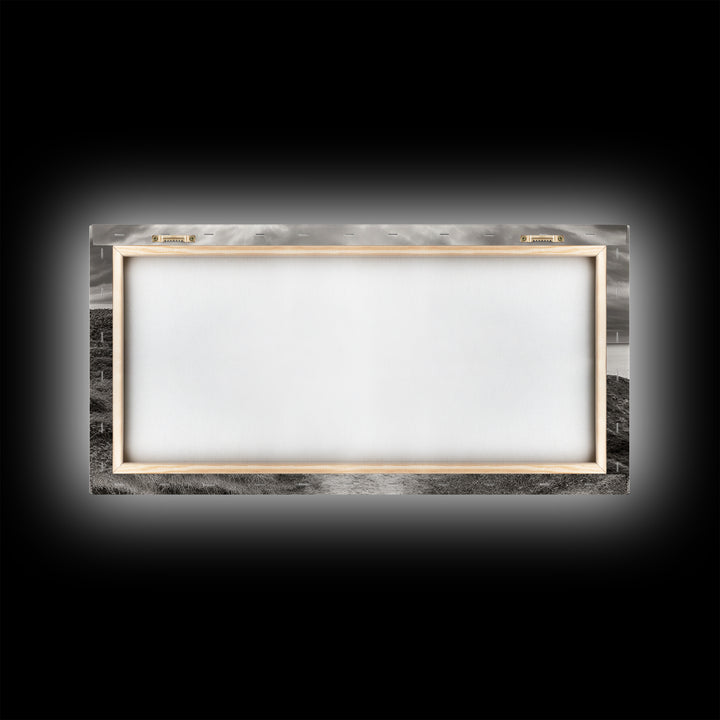 Coastal Cliff Path, Ocean View Trail, Windswept Grass Art, Seaside Wall Decor, Framed Canvas Print, Bedroom Art, Nature Lover Gift