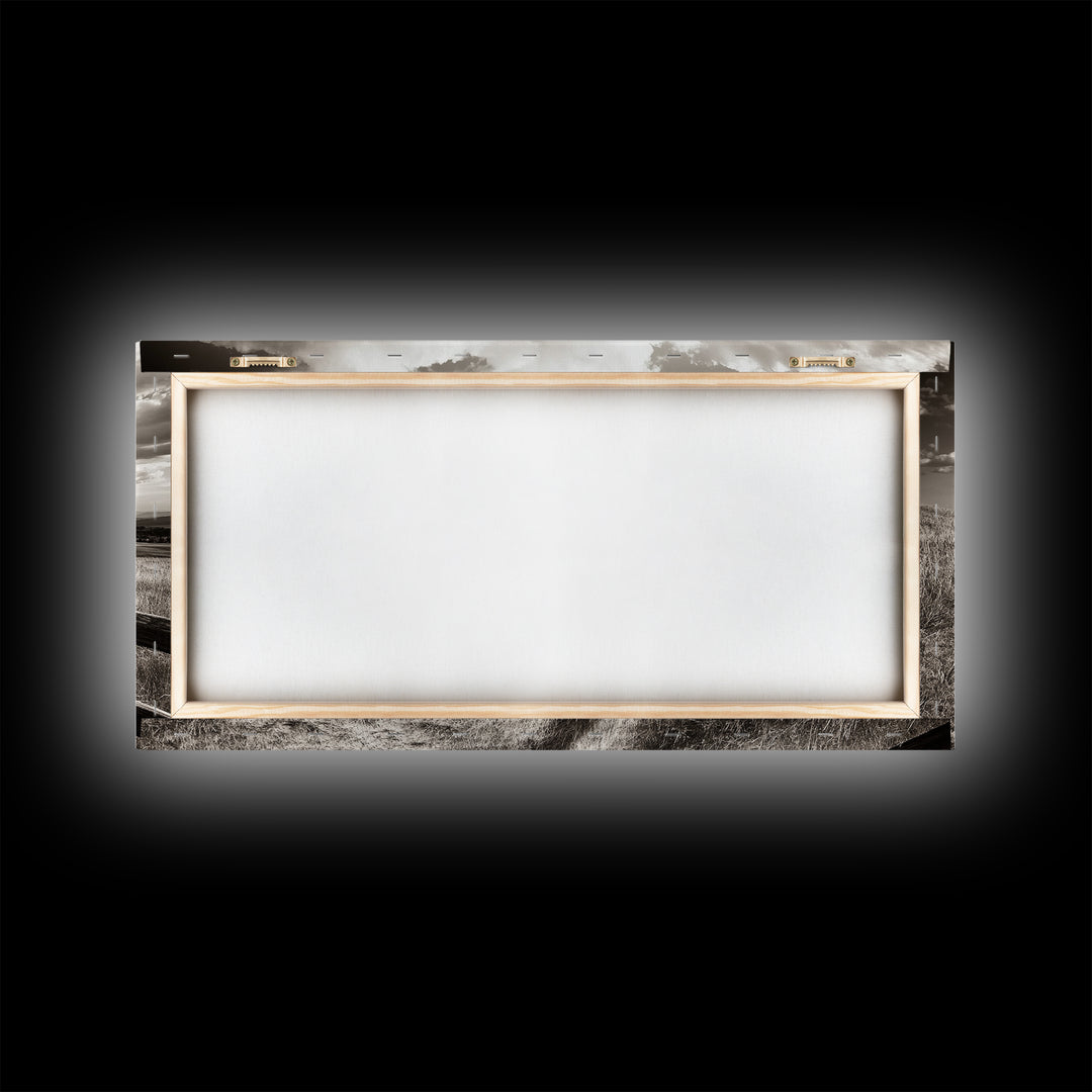 Countryside Fence Trail, Rolling Hills Walk, Prairie Path View, Framed Canvas Print, Western Art, Fall Wall Decor, Office Wall Art