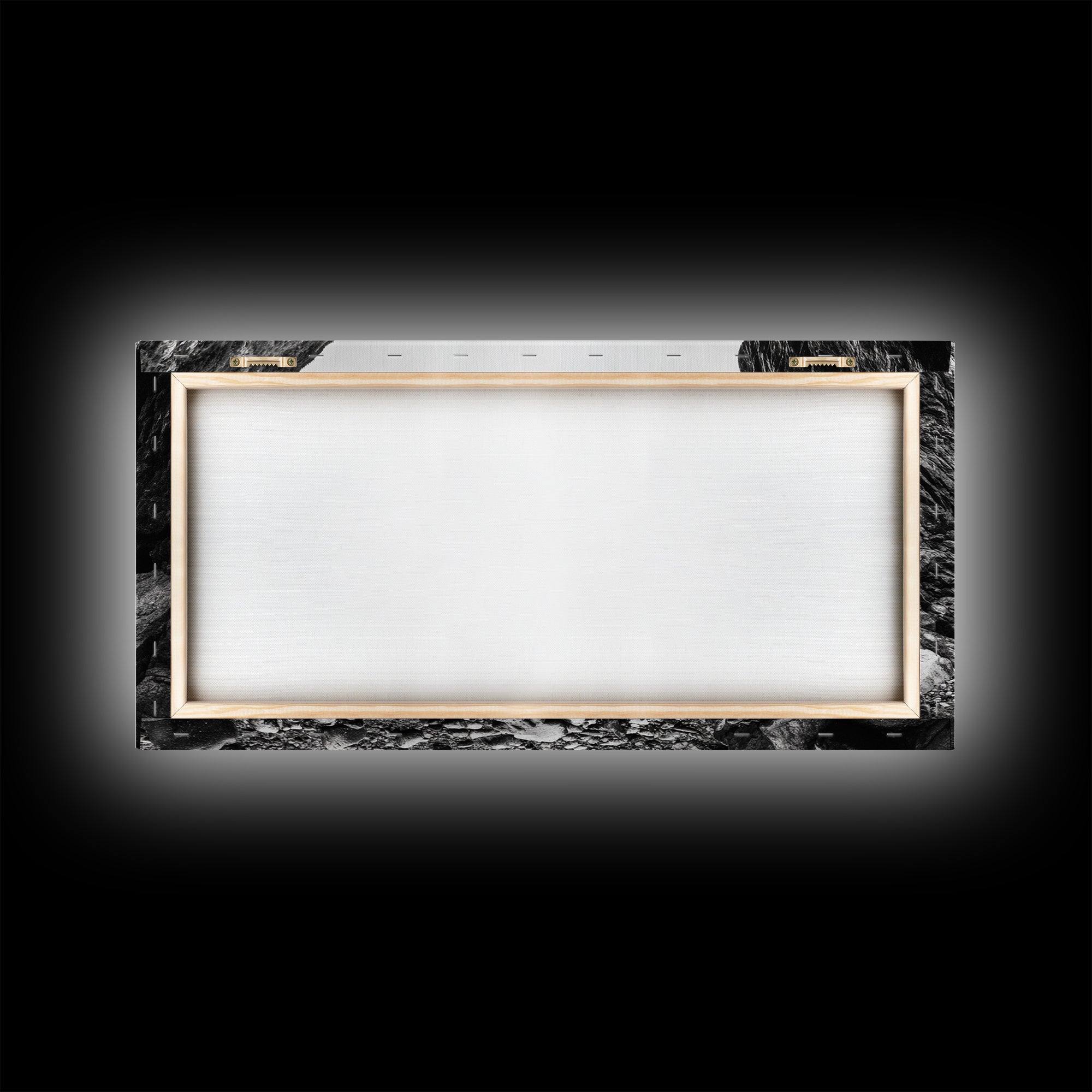 Rocky Cove, Ocean Gap, Cliffside Path, Secluded Coast, Framed Canvas Print, adventure wall art, man cave, grayscale wilderness print