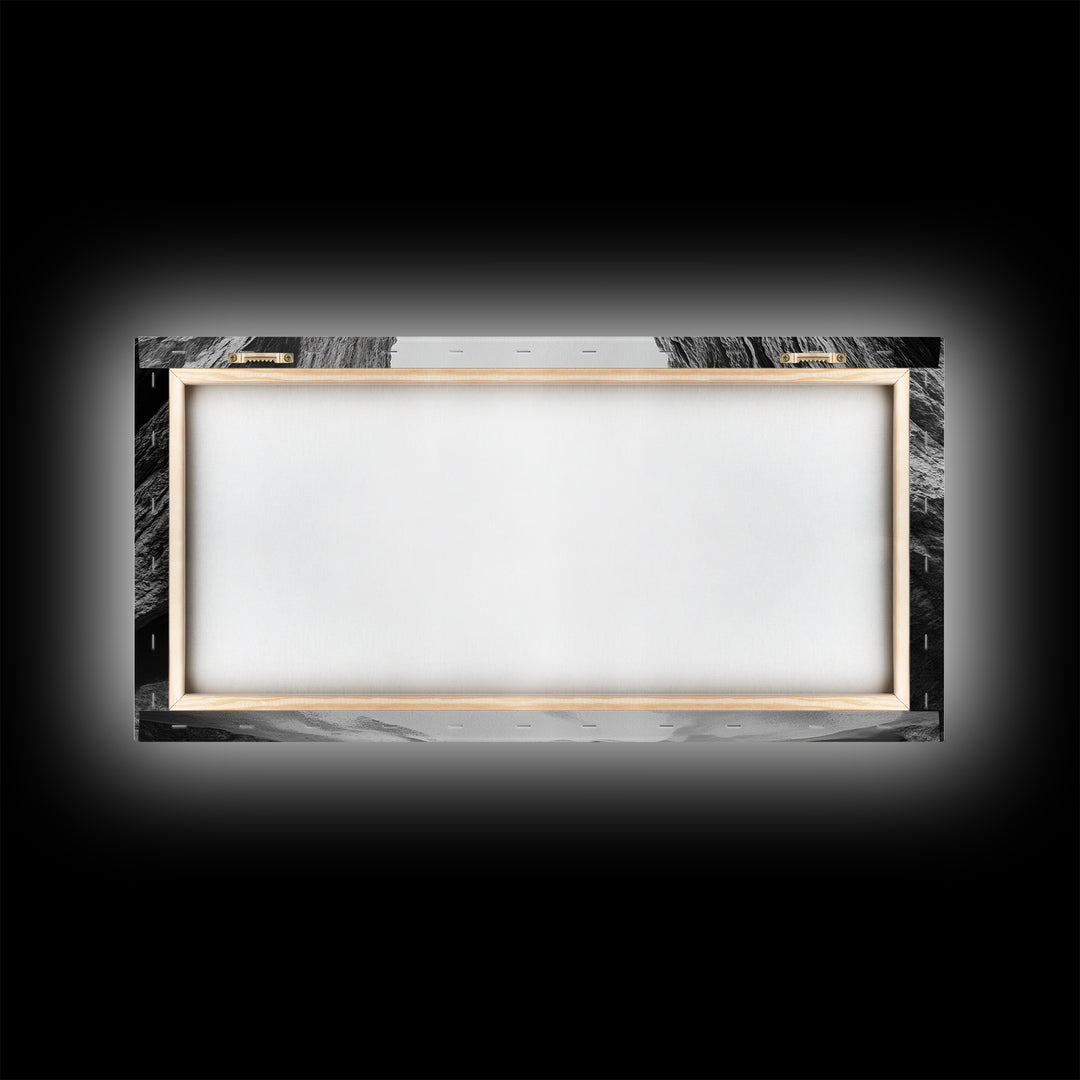 Canyon Rocks, Desert Wall, Natural Texture, Modern Rustic Decor, Framed Canvas Print, Bathroom Wall Art, Monochrome Earth Tones