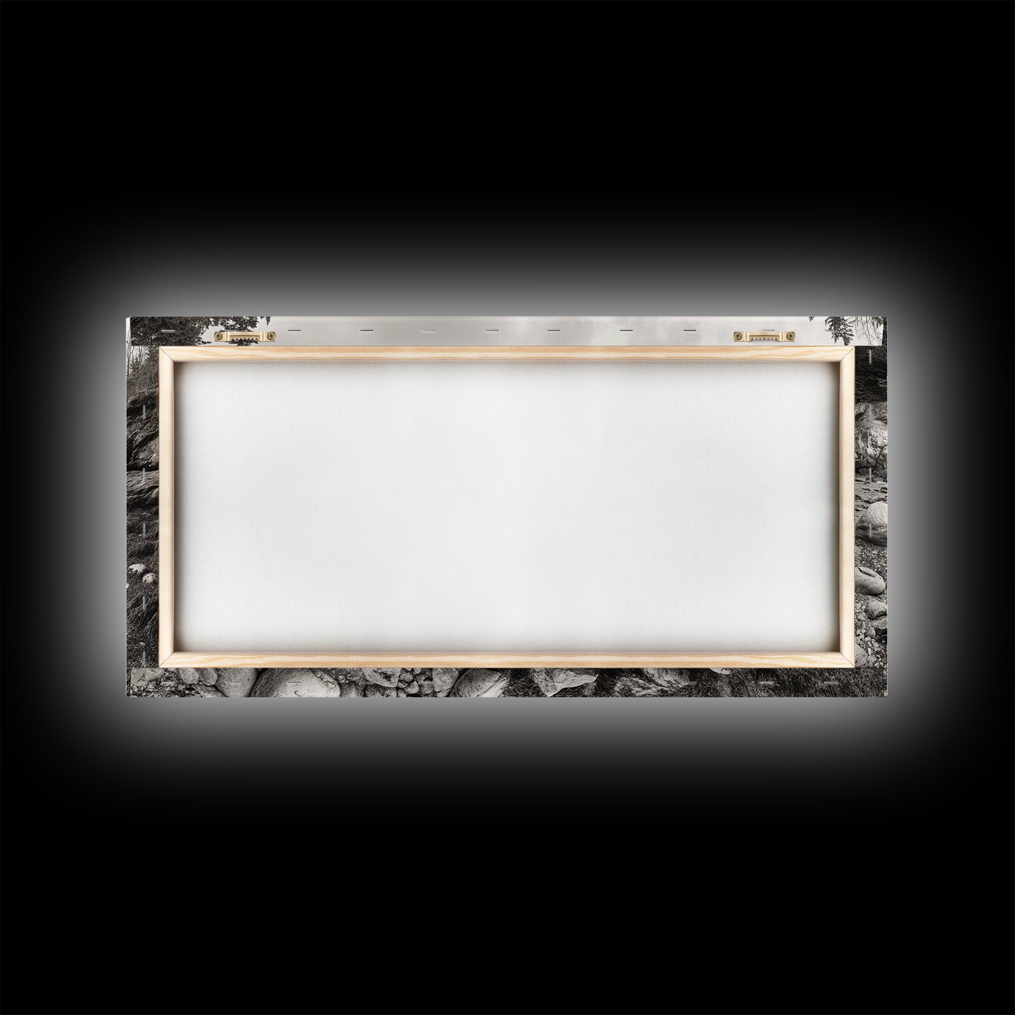 Rocky Coast, Forest Edge, Tranquil Shoreline, Earthy Landscape Scene, Canvas Print, Neutral Home Decor, Rustic Cabin Wall Art