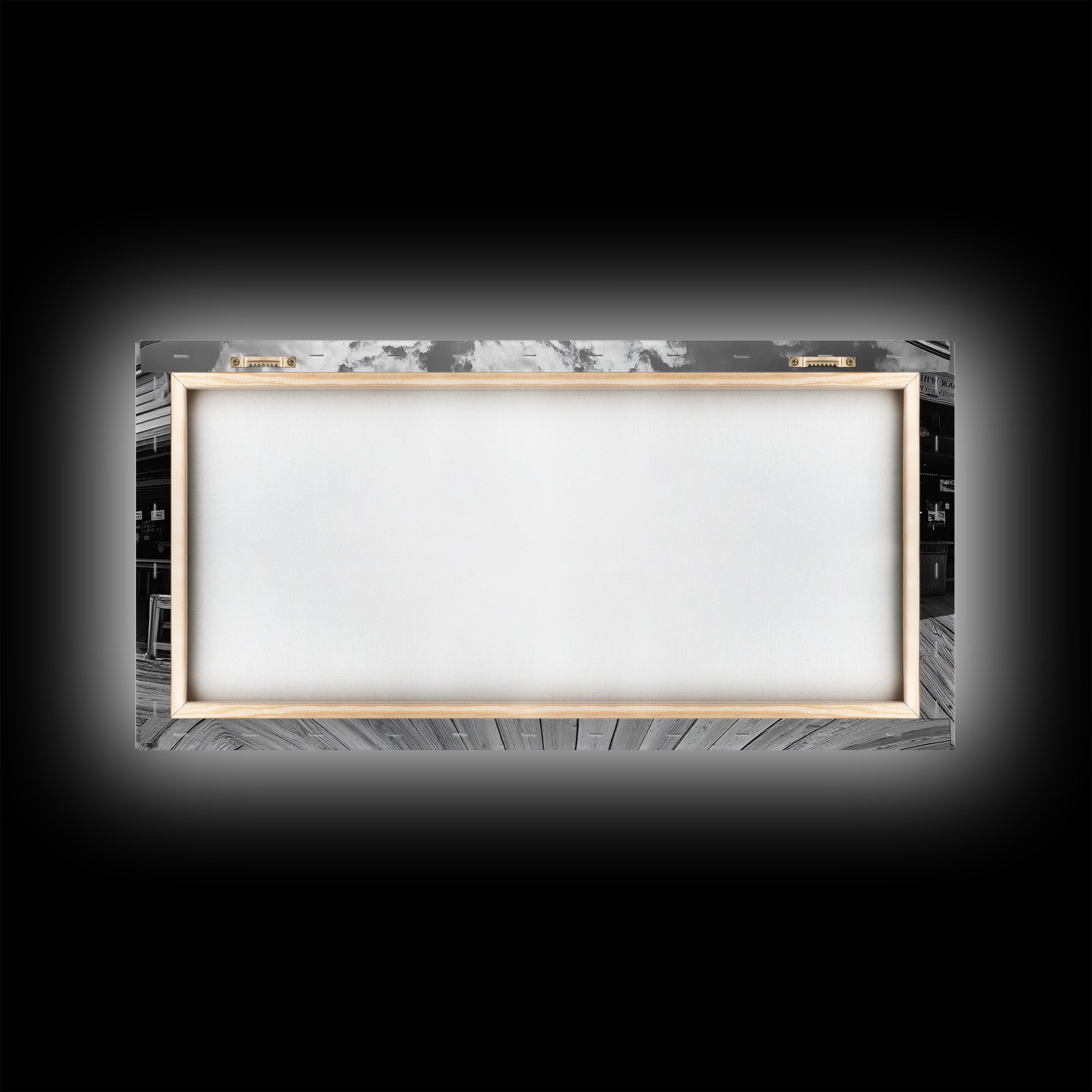 Boardwalk View, Beach Shops, Summer Scene, Coastal Town, Framed Canvas Print, Nautical Wall Art, Dining Room Coastal Decor