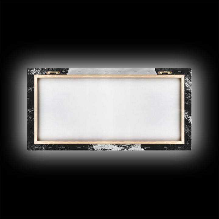 Rocky Coast View, Ocean Cliffs Art, Coastal Wilderness, Monochrome Seascape, Canvas Print, Bathroom Wall Art, Rustic Minimalist Style