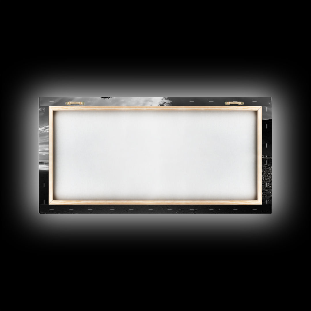 Coastal Rock Cliff, Dramatic Shore Scene, Sunset Beach Landscape, Nature Power Mood, Canvas Print, Office Wall Art, Modern Rustic Decor