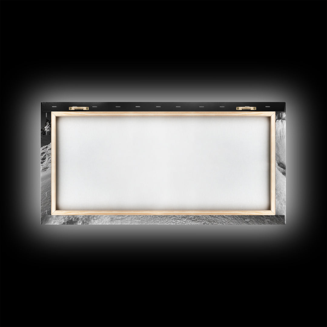 Arctic Wave Motion, Snowy Surf Curl, Mountain Sun Scene, Nature Energy Art, Canvas Print, Living Room Wall Art, Winter Adventure Decor