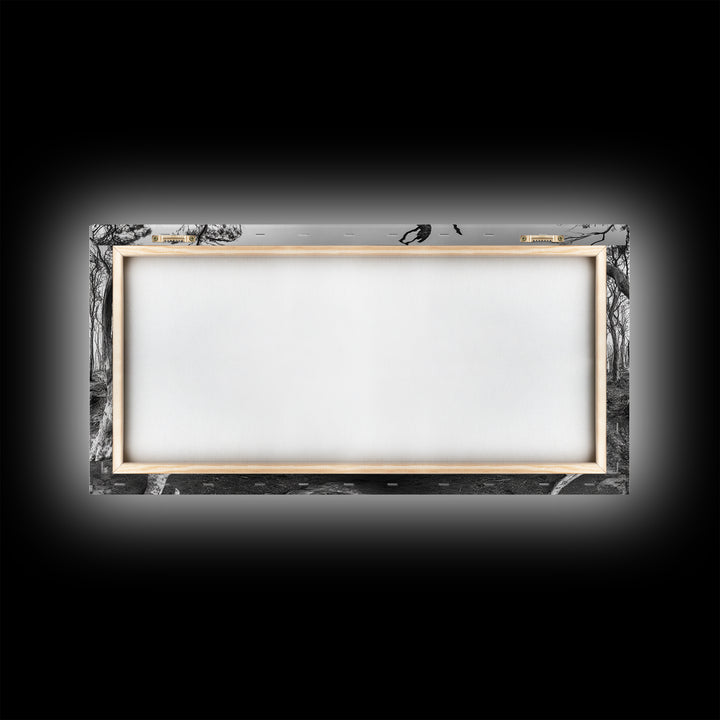 Burnt Forest, Moody Trees, Coastal Landscape, Nature Scene, Framed Canvas Print, Rustic Wall Art, Boho Decor, Fall Home Aesthetic