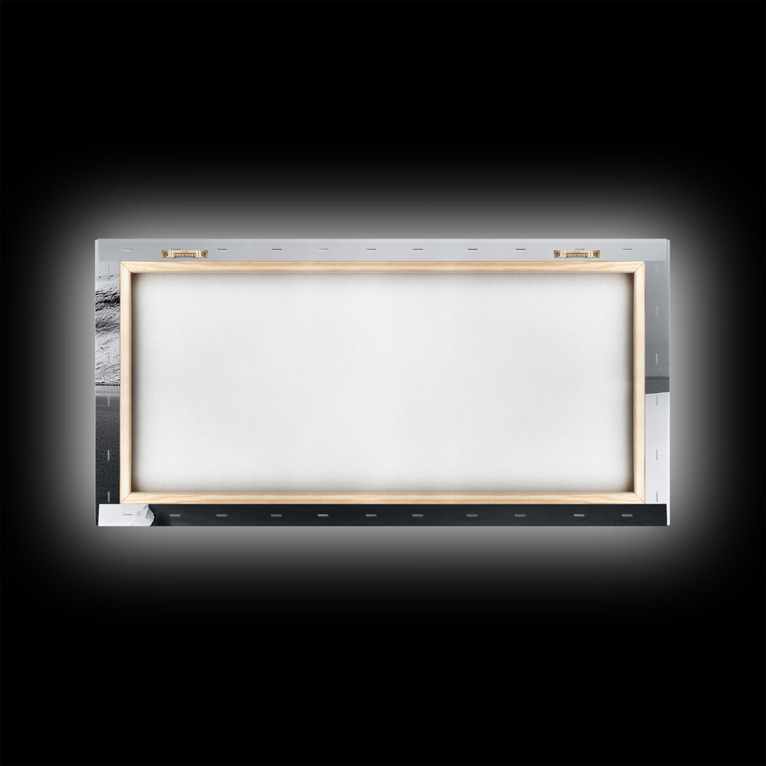 Arctic Coastline Silence, Minimal Snow Scene, Monochrome Nature Landscape, Framed Canvas Print, Scandinavian Wall Art, Office Calm Decor