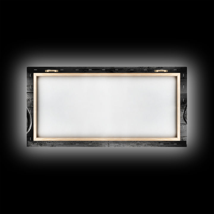 Bull Skull, Rustic Horns, Western Cabin Decor, Weathered Wood, Framed Canvas Print, Farmhouse Wall Art, Cowboy Office Decor, Rustic Wall Art