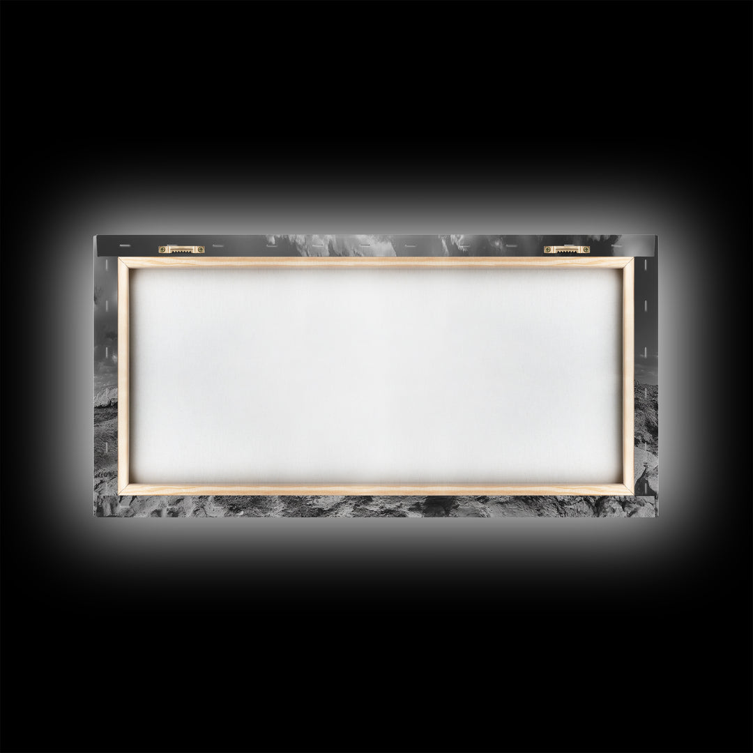 Coastal Campfire, Ocean Sunset, Rocky Shore, Bonfire Glow, Canvas Print, Nature Wall Art, Autumn Cabin Decor, Outdoor Retreat Style